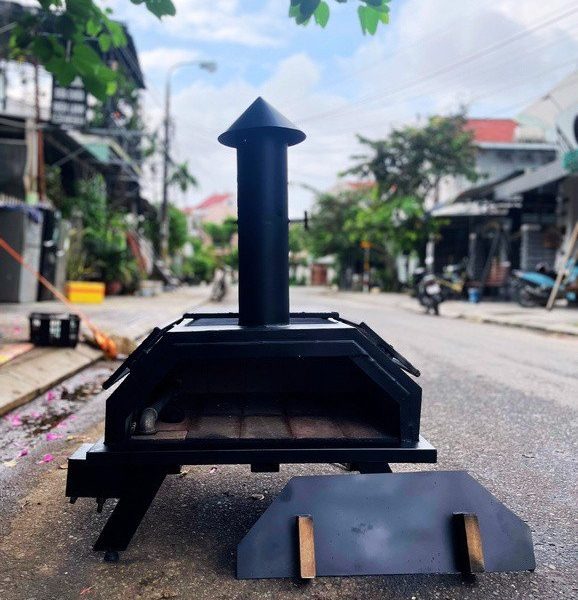 Lò pizza thép di động KICA có ống khói